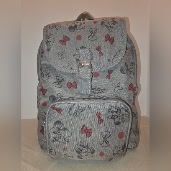 Disney Minnie Mouse Bows Mini Backpack - Gray & Red Cute Bag - Picture 14 of 16
